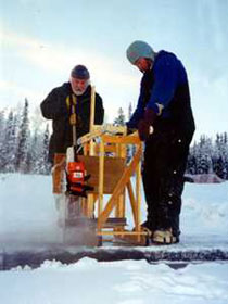 O'Grady Pond Ice Harvest in Fairbanks Alaska, for World Ice Art Championship event.
