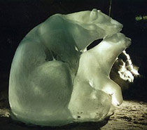 Ice Bears by Vladimir Zhikhartsev, Fairbanks business sculptures 1999. Photo by Barbara Logan.